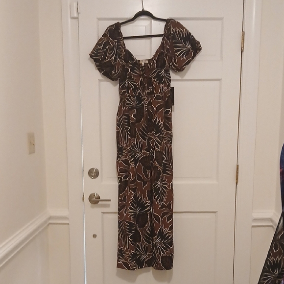 Blush Black and Brown Leaf Print Jumpsuit - Picture 1 of 6